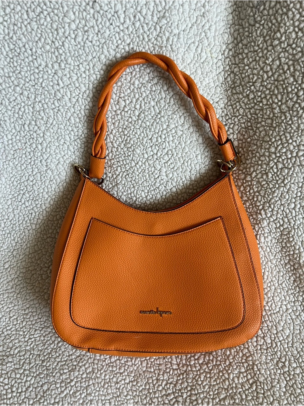 Wandler Orange Braided-Handle Shoulder Bag with Front Slip Pocket
